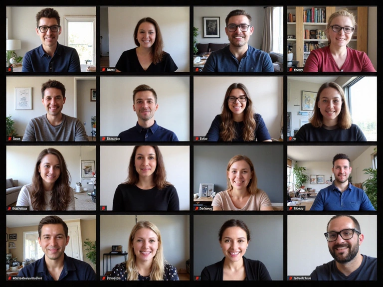 Obrázek skupiny lidí účastnících se online semináře